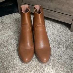 Tan Leather heeled ankle booties